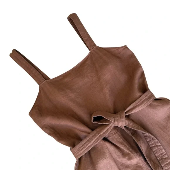 Everlane Linen Side Button Jumpsuit Brown Sz 6 - Picture 2 of 11